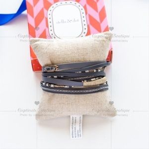 Stella & Dot Gray Silver And Yves Wrap Bracelet